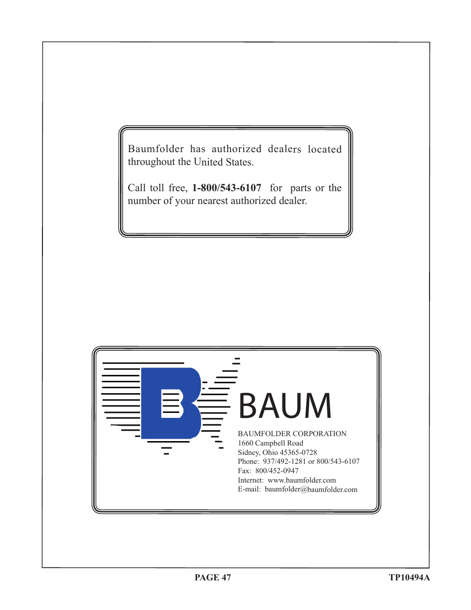 Baum | Baumfolder Flexifold: 1st Station (from 2005) User Manual | Page 47 / 47
