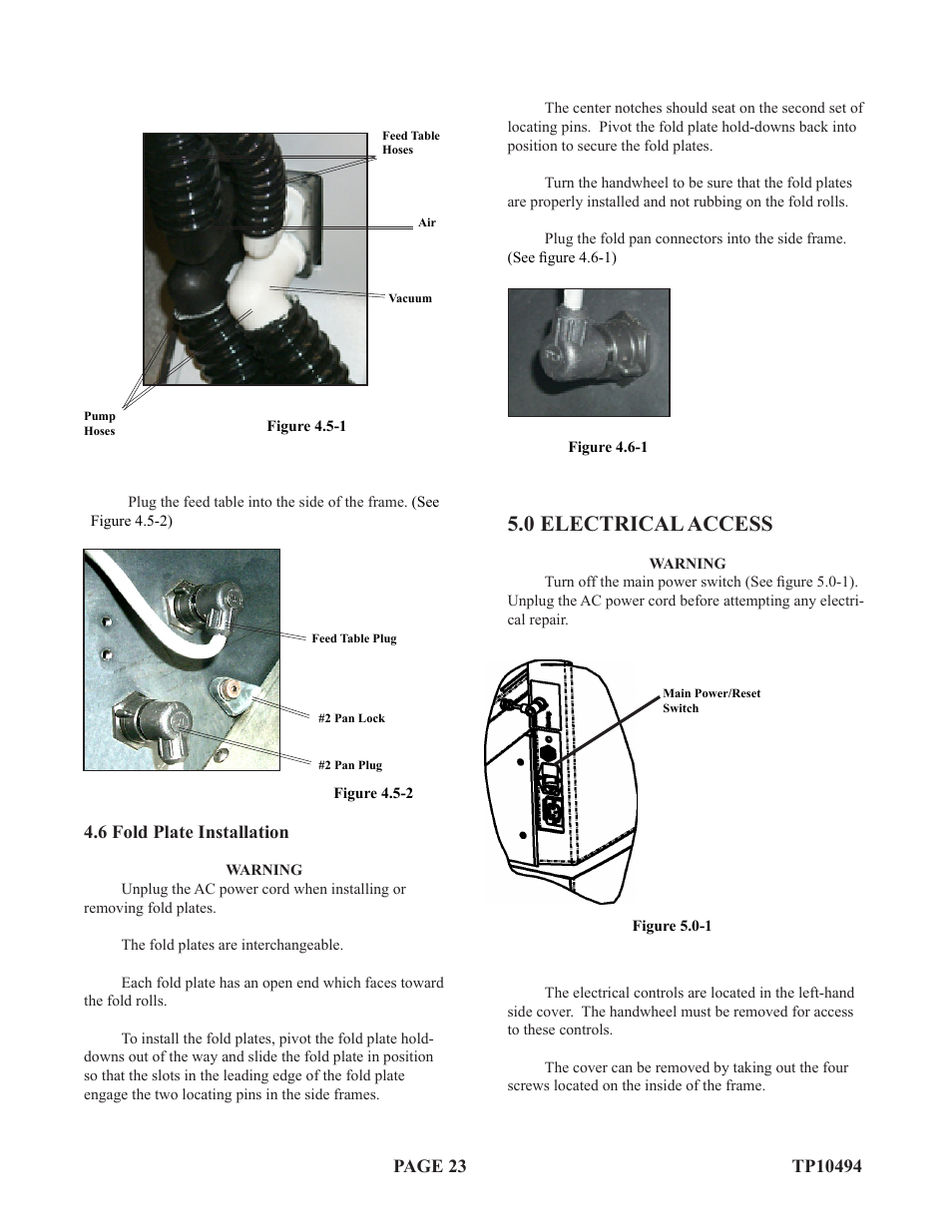 0 electrical access | Baumfolder Flexifold: 1st Station (in 2004) User Manual | Page 23 / 46