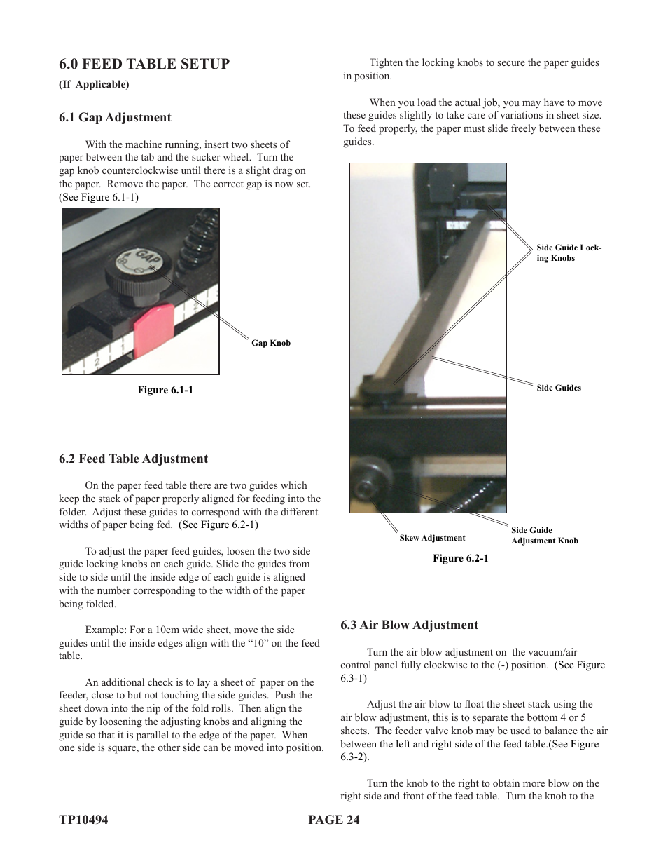 0 feed table setup | Baumfolder Flexifold: 1st Station (in 2004) User Manual | Page 24 / 46