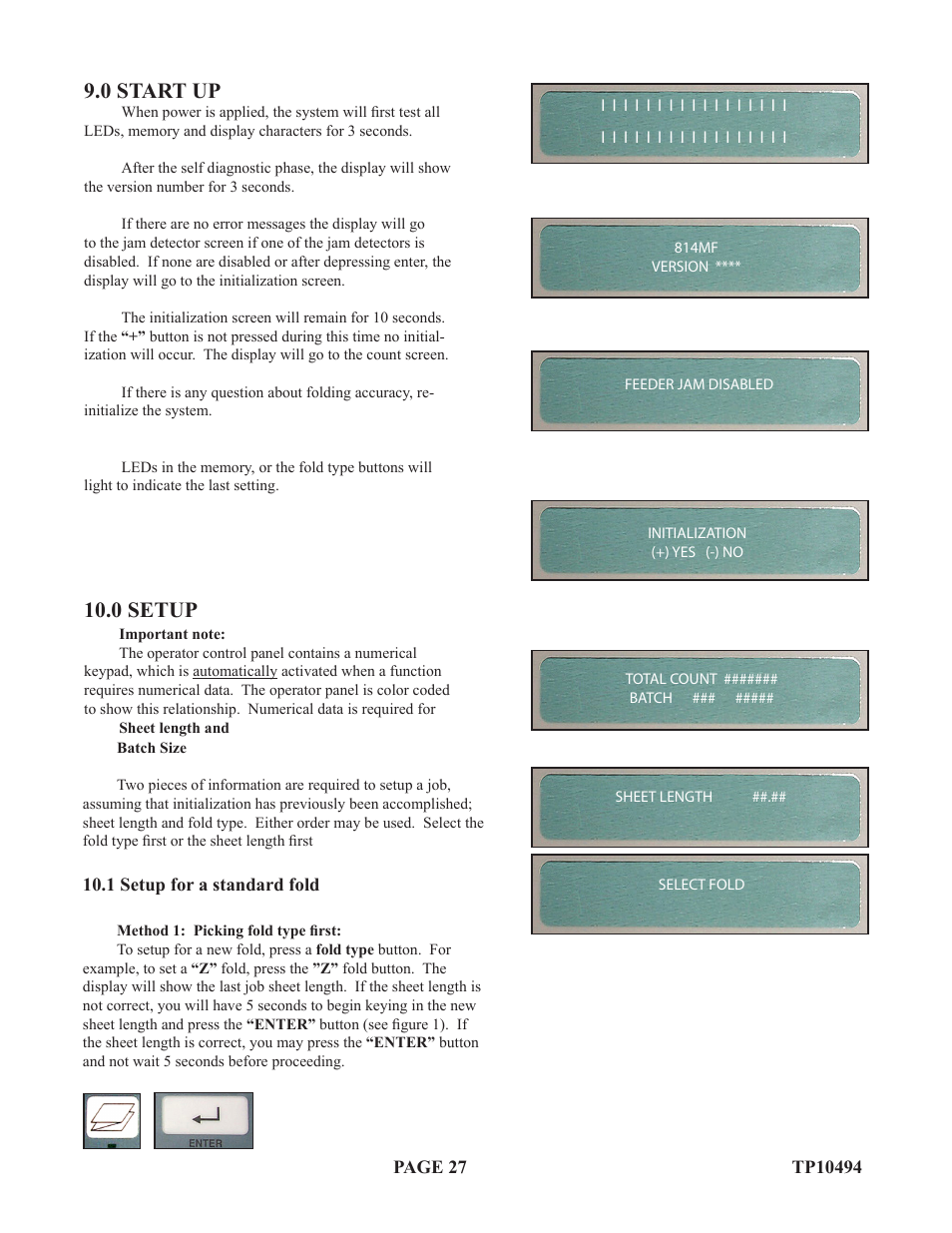 0 start up, 0 setup | Baumfolder Flexifold: 1st Station (in 2004) User Manual | Page 27 / 46