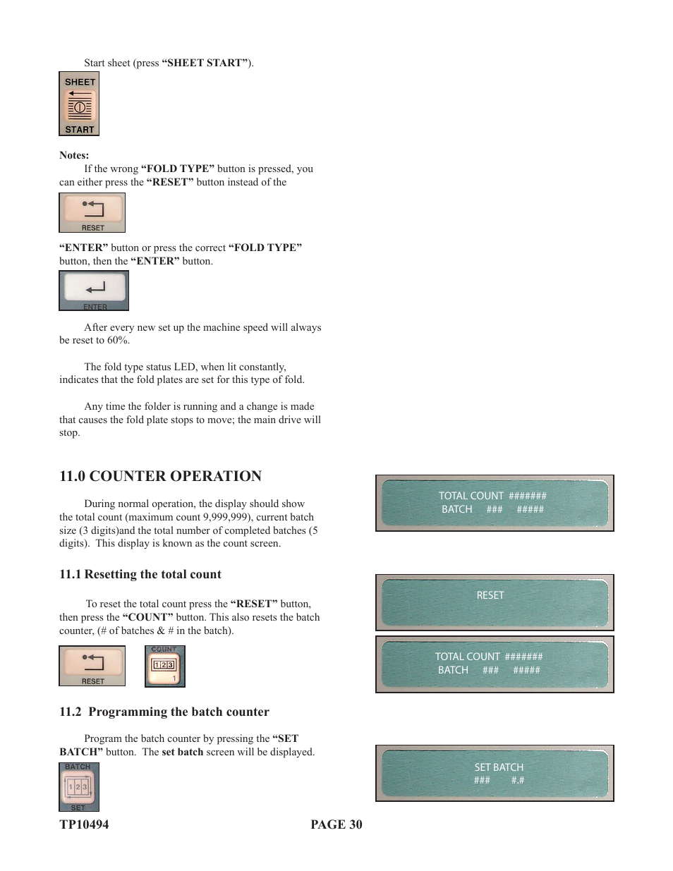 0 counter operation | Baumfolder Flexifold: 1st Station (in 2004) User Manual | Page 30 / 46