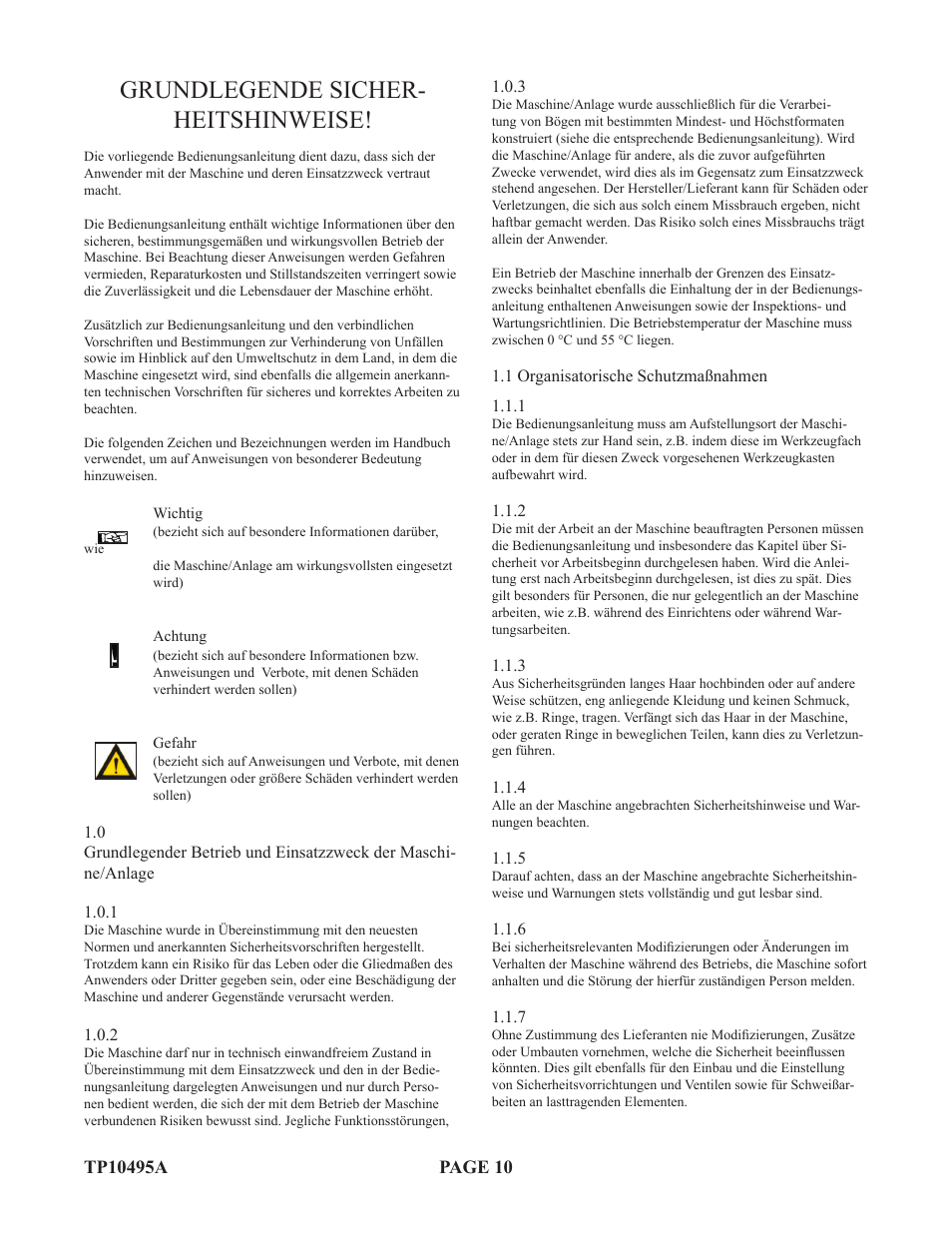 Grundlegende sicher- heitshinweise | Baumfolder Flexifold: 2st Station (from 2005) User Manual | Page 10 / 43