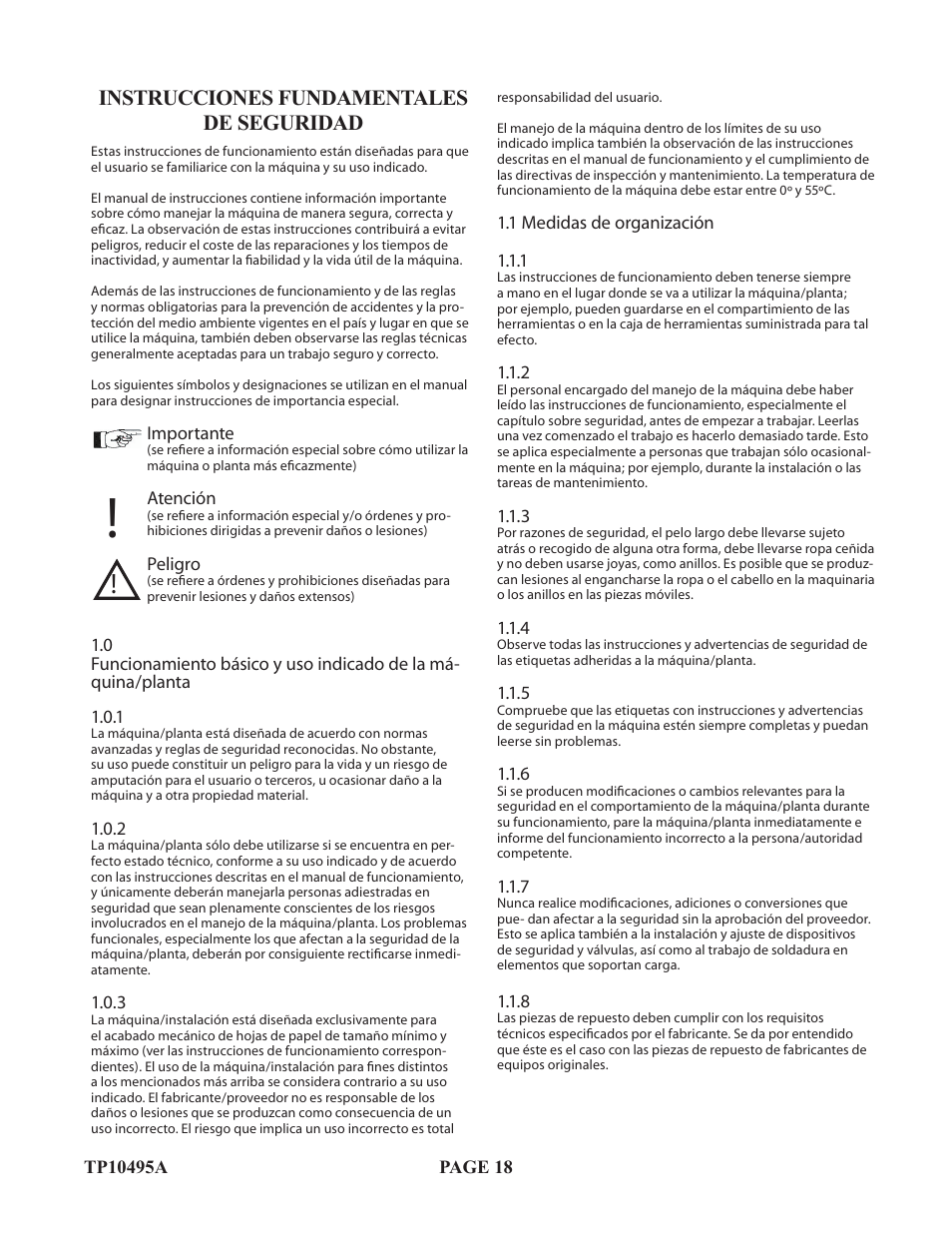 Instrucciones fundamentales de seguridad | Baumfolder Flexifold: 2st Station (from 2005) User Manual | Page 18 / 43