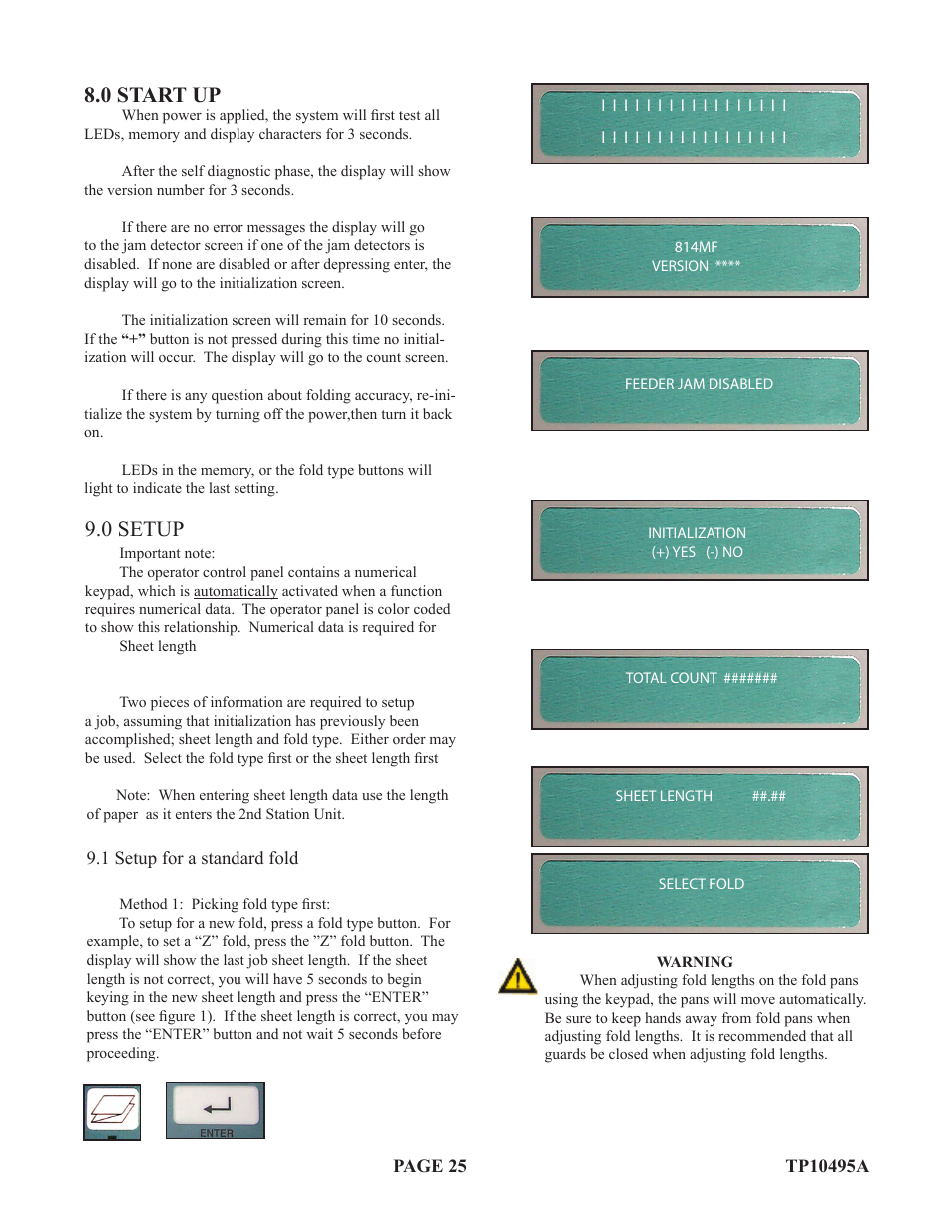 0 start up, 0 setup | Baumfolder Flexifold: 2st Station (from 2005) User Manual | Page 25 / 43
