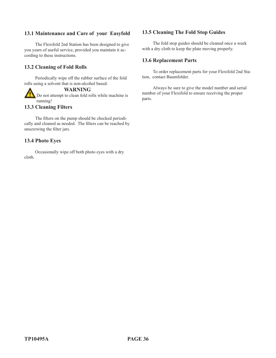 Baumfolder Flexifold: 2st Station (from 2005) User Manual | Page 36 / 43