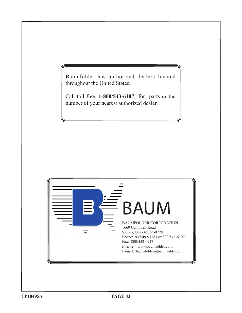 Baum | Baumfolder Flexifold: 2st Station (from 2005) User Manual | Page 43 / 43