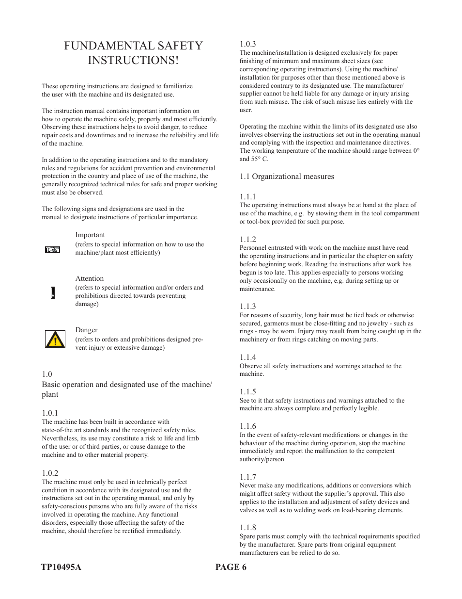 Fundamental safety instructions | Baumfolder Flexifold: 2st Station (from 2005) User Manual | Page 6 / 43