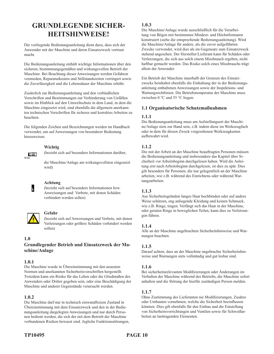 Grundlegende sicher- heitshinweise | Baumfolder Flexifold: 2st Station (in 2004) User Manual | Page 10 / 43