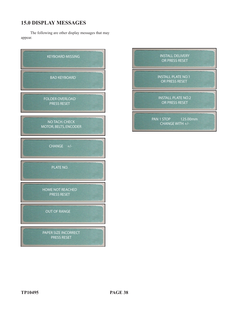 0 display messages | Baumfolder Flexifold: 2st Station (in 2004) User Manual | Page 38 / 43