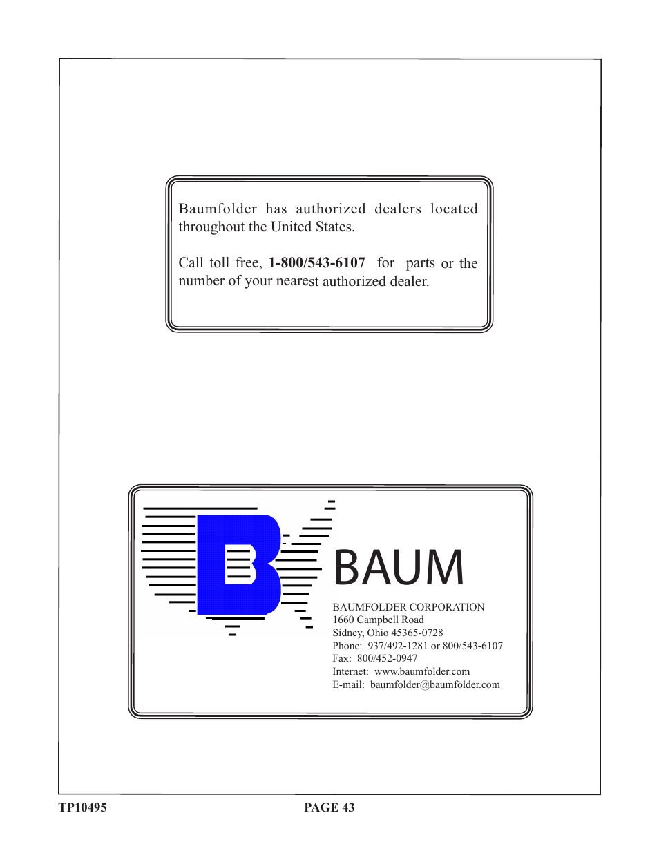 Baum | Baumfolder Flexifold: 2st Station (in 2004) User Manual | Page 43 / 43