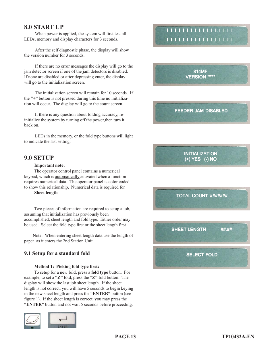 0 start up, 0 setup | Baumfolder Flexifold: 2st Station (up to) User Manual | Page 13 / 30