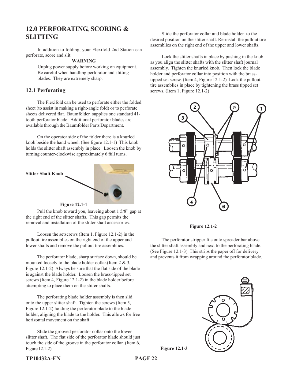 0 perforating, scoring & slitting | Baumfolder Flexifold: 2st Station (up to) User Manual | Page 22 / 30