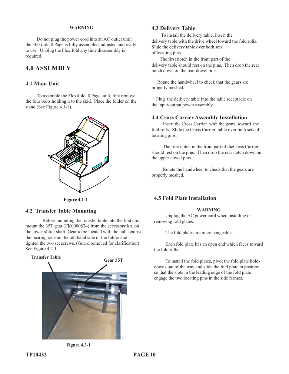 0 assembly | Baumfolder Flexifold: 8-Page (from 2003 thru 2005) User Manual | Page 10 / 30