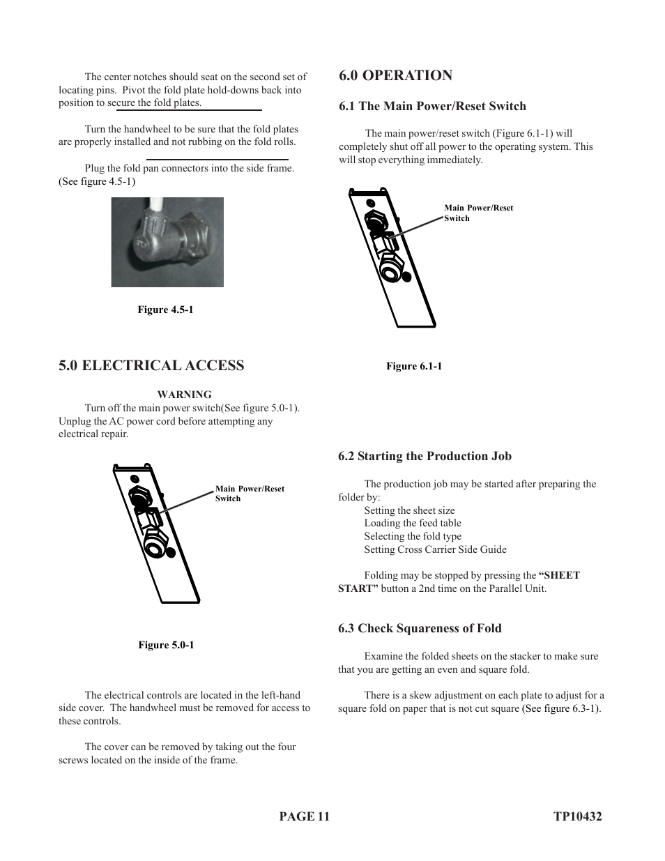 0 electrical access, 0 operation | Baumfolder Flexifold: 8-Page (from 2003 thru 2005) User Manual | Page 11 / 30