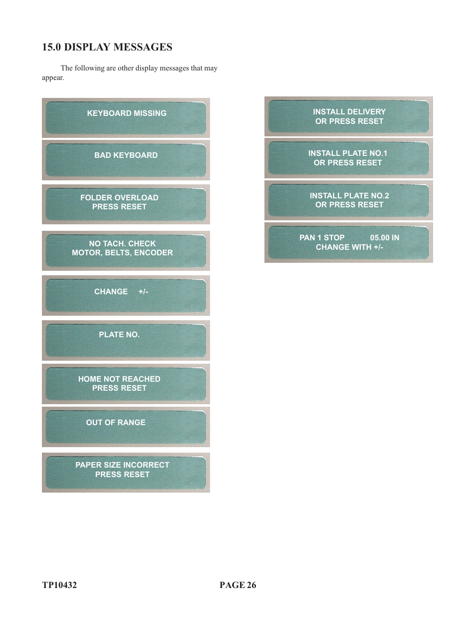 0 display messages | Baumfolder Flexifold: 8-Page (from 2003 thru 2005) User Manual | Page 26 / 30