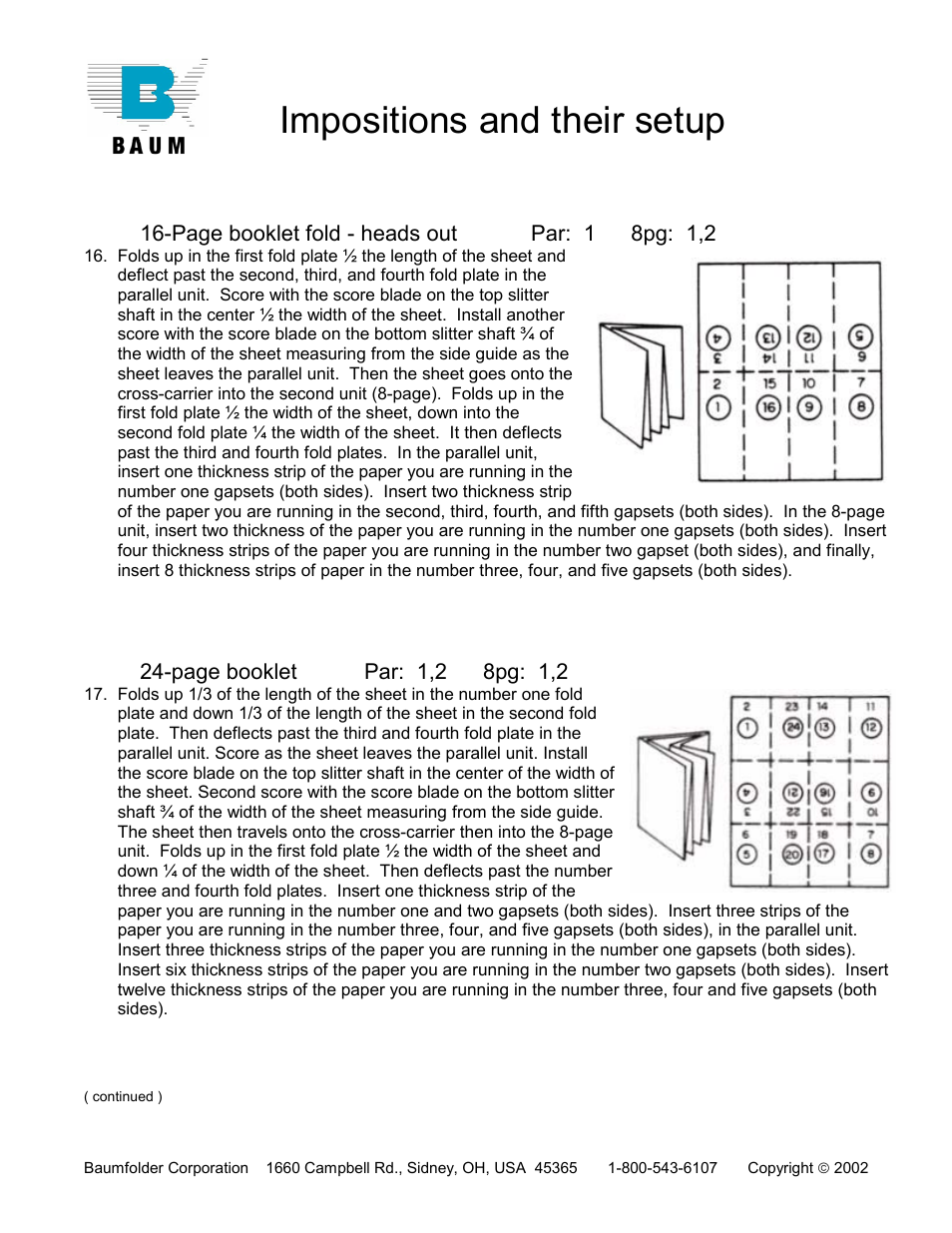 Impositions and their setup | Baumfolder Impositions and their setups User Manual | Page 8 / 9