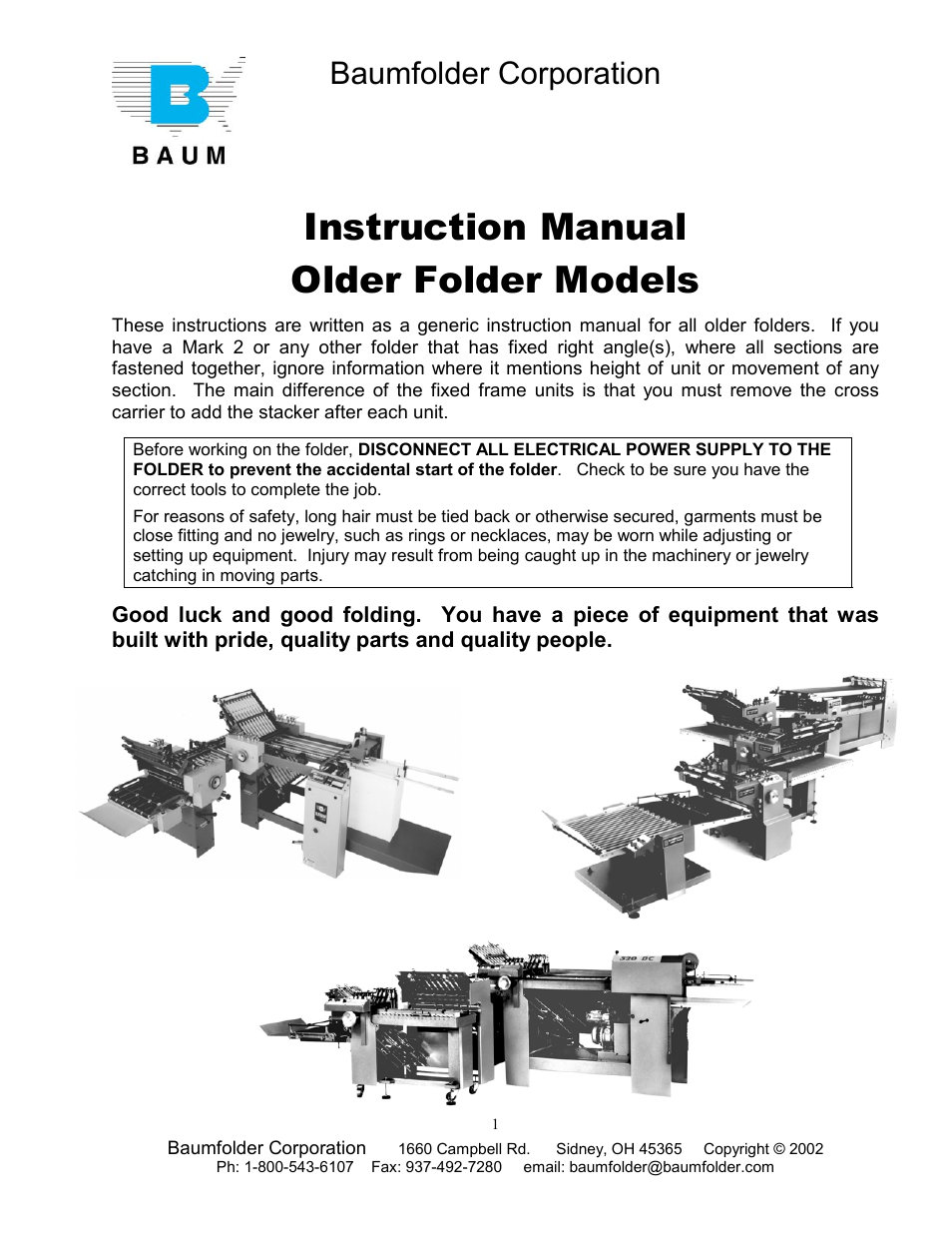 Baumfolder Older Folder User Manual | 32 pages