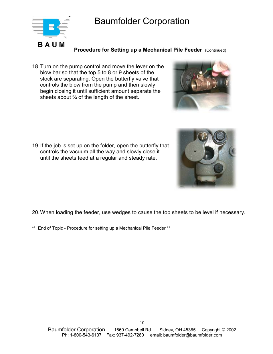 Baumfolder corporation | Baumfolder Older Folder User Manual | Page 10 / 32