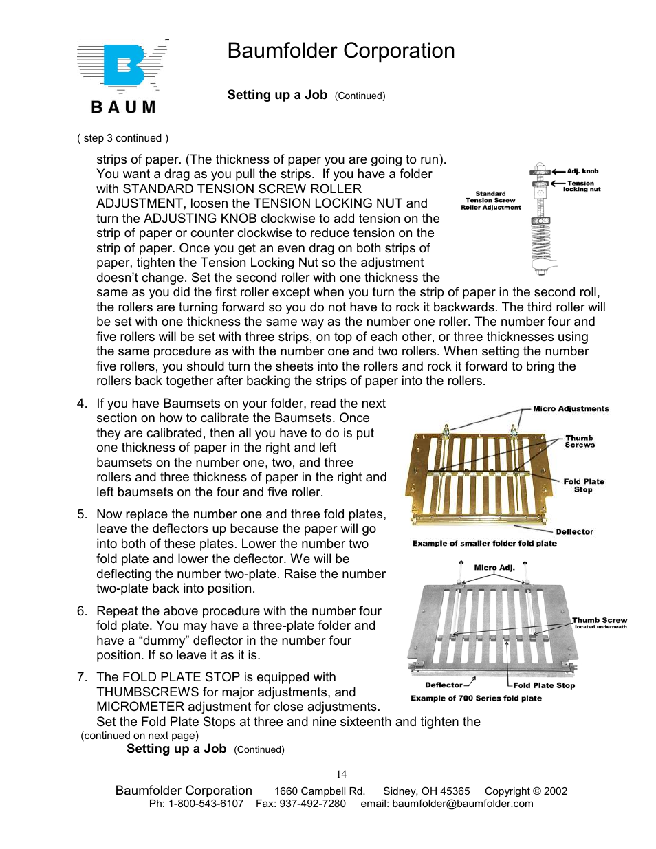 Baumfolder corporation | Baumfolder Older Folder User Manual | Page 14 / 32