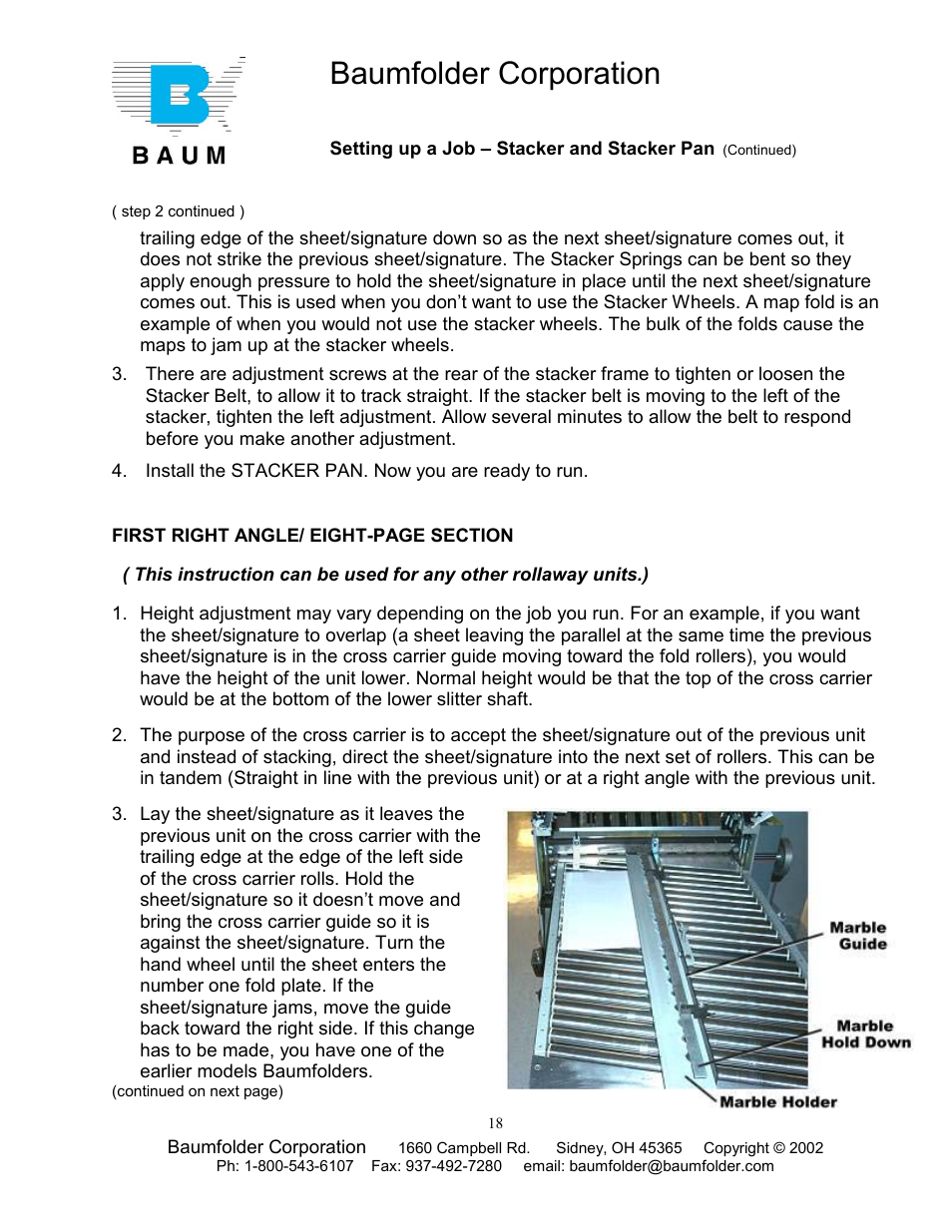 Baumfolder corporation | Baumfolder Older Folder User Manual | Page 18 / 32