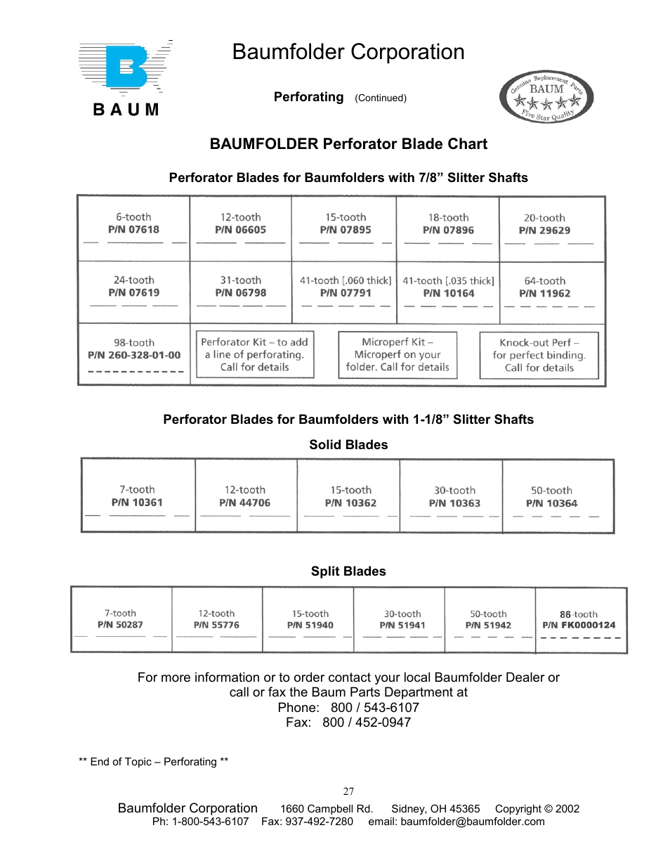 Baumfolder corporation | Baumfolder Older Folder User Manual | Page 27 / 32