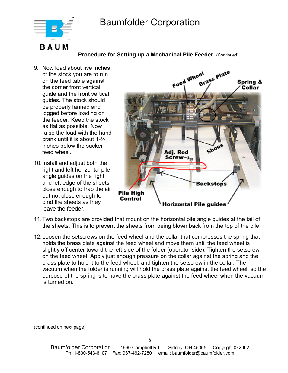 Baumfolder corporation | Baumfolder Older Folder User Manual | Page 8 / 32