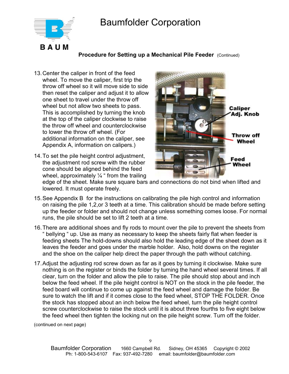 Baumfolder corporation | Baumfolder Older Folder User Manual | Page 9 / 32