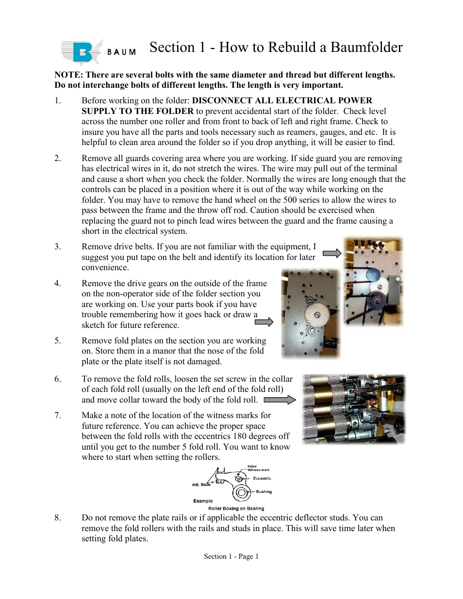 Baumfolder Rebuilding a small, older folder User Manual | 8 pages