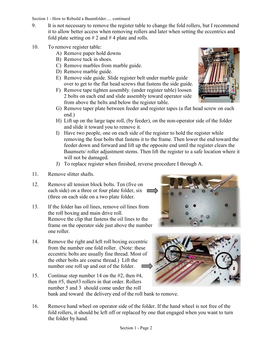 Baumfolder Rebuilding a small, older folder User Manual | Page 2 / 8