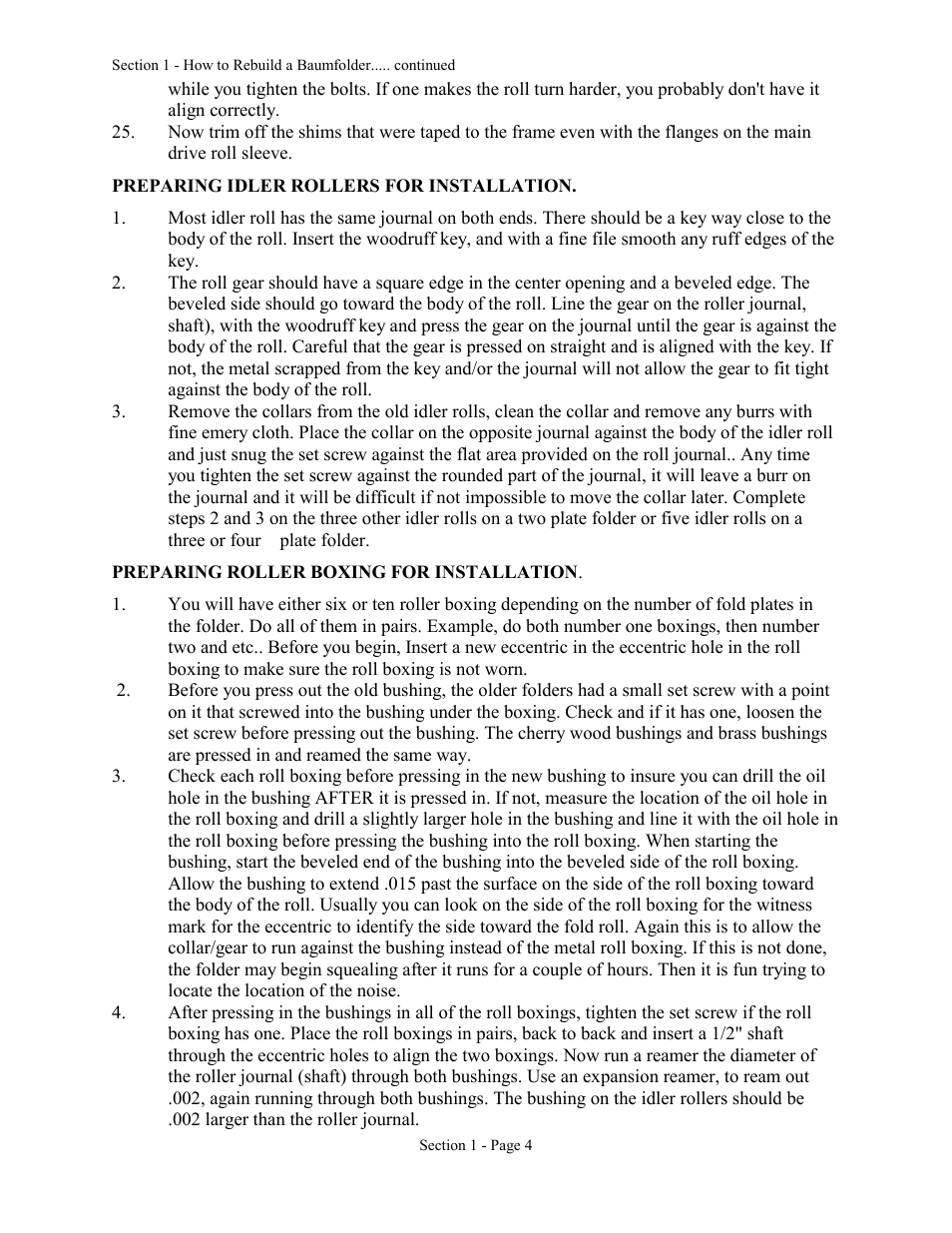Baumfolder Rebuilding a small, older folder User Manual | Page 4 / 8