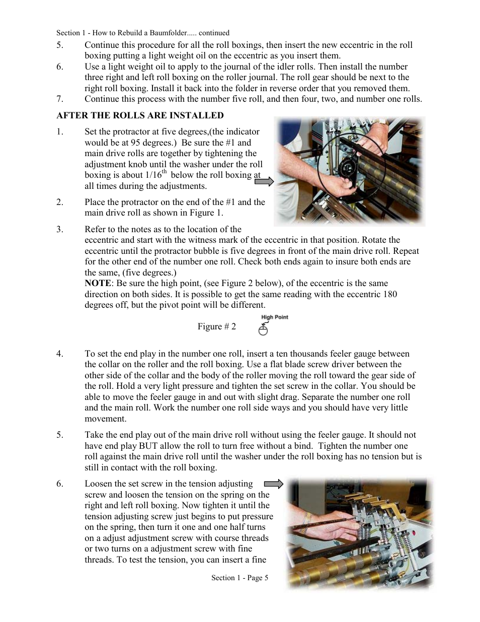 After the rolls are installed | Baumfolder Rebuilding a small, older folder User Manual | Page 5 / 8