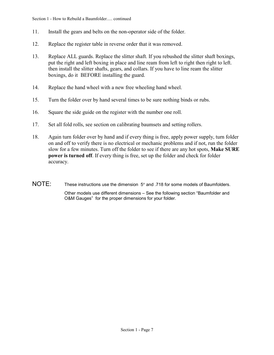 Baumfolder Rebuilding a small, older folder User Manual | Page 7 / 8