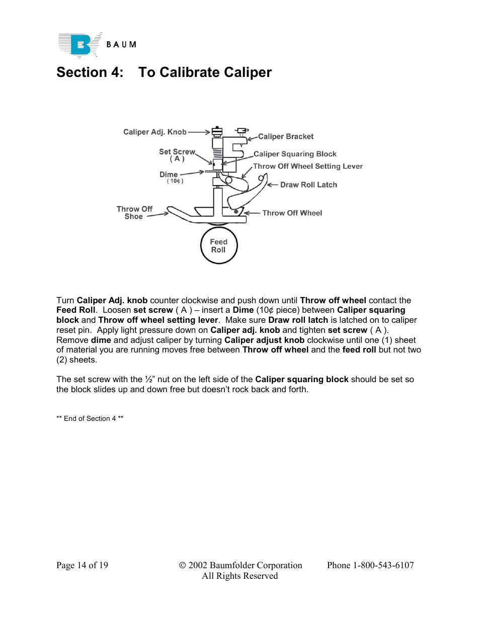 Baumfolder Rebuilding a 200 – 700 series folder User Manual | Page 14 / 19