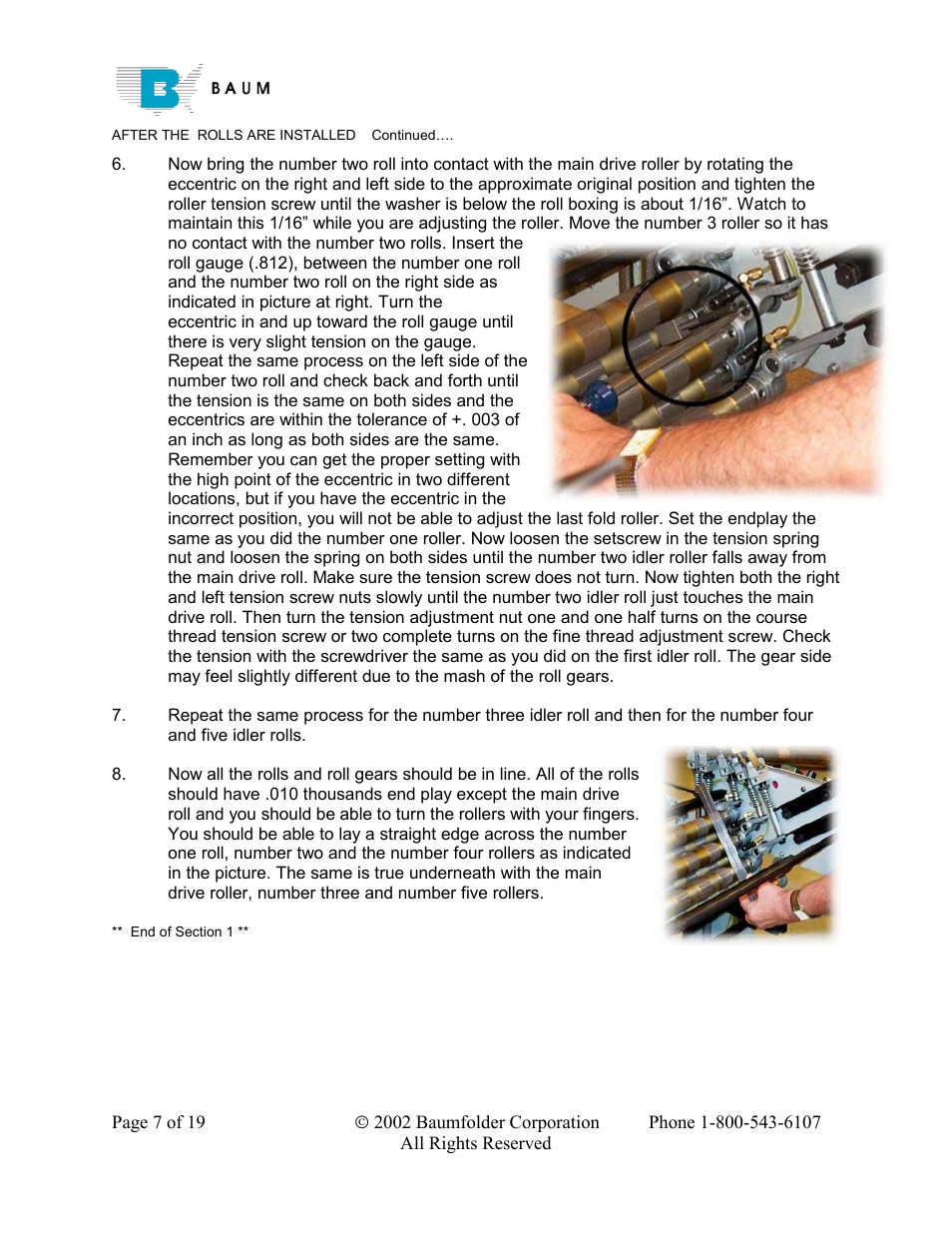 Baumfolder Rebuilding a 200 – 700 series folder User Manual | Page 7 / 19