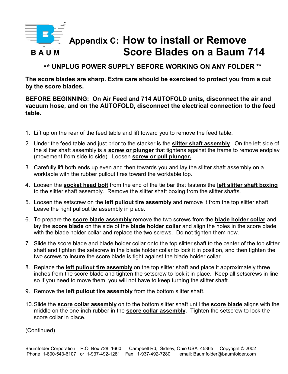 Appendix c | Baumfolder 714XLT: Set up User Manual | Page 10 / 13