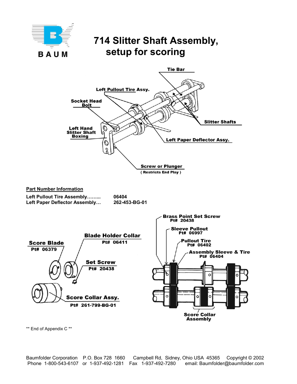 714 slitter shaft assembly, setup for scoring | Baumfolder 714XLT: Set up User Manual | Page 12 / 13