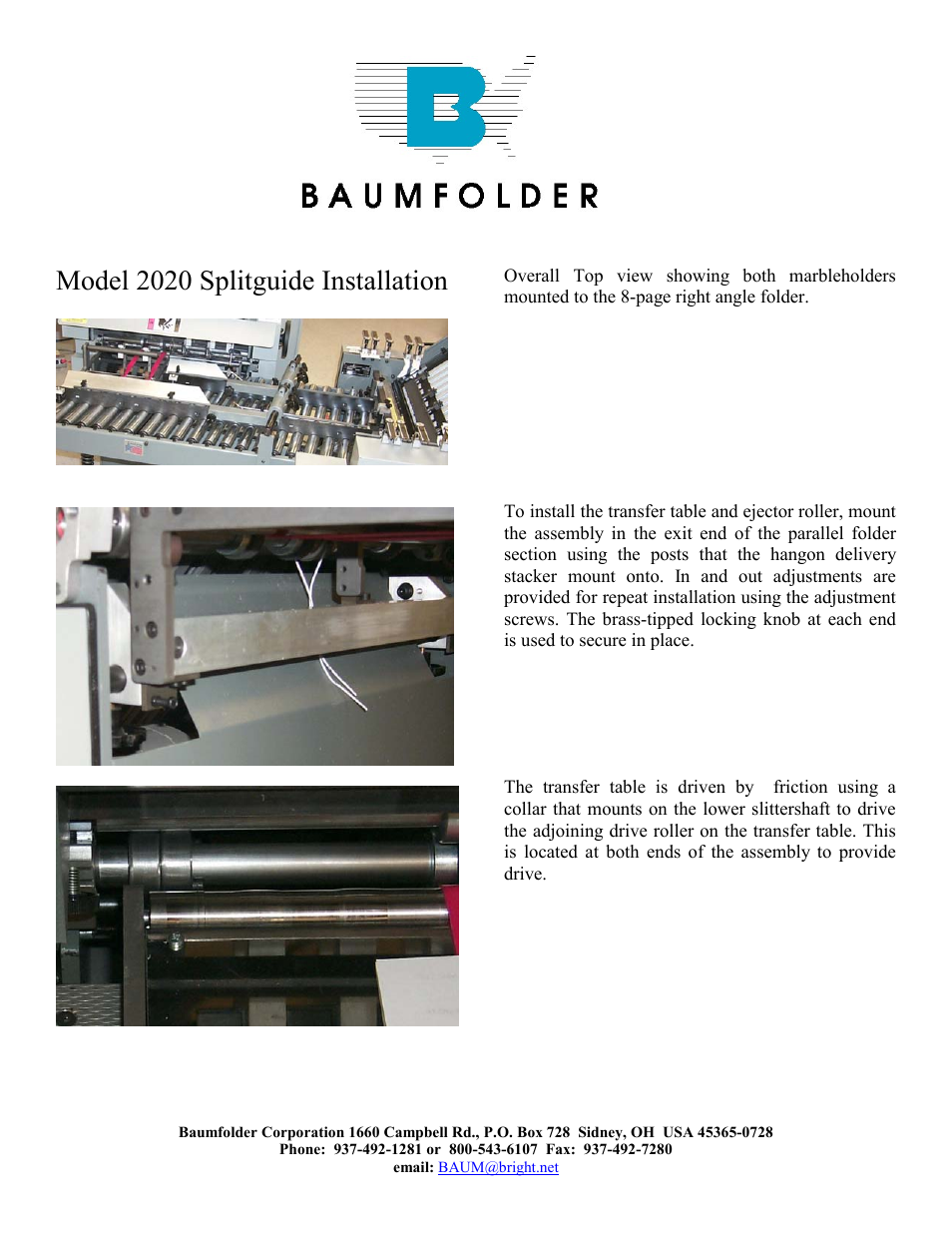 Baumfolder BAUM20: Split Guide installation User Manual | 3 pages