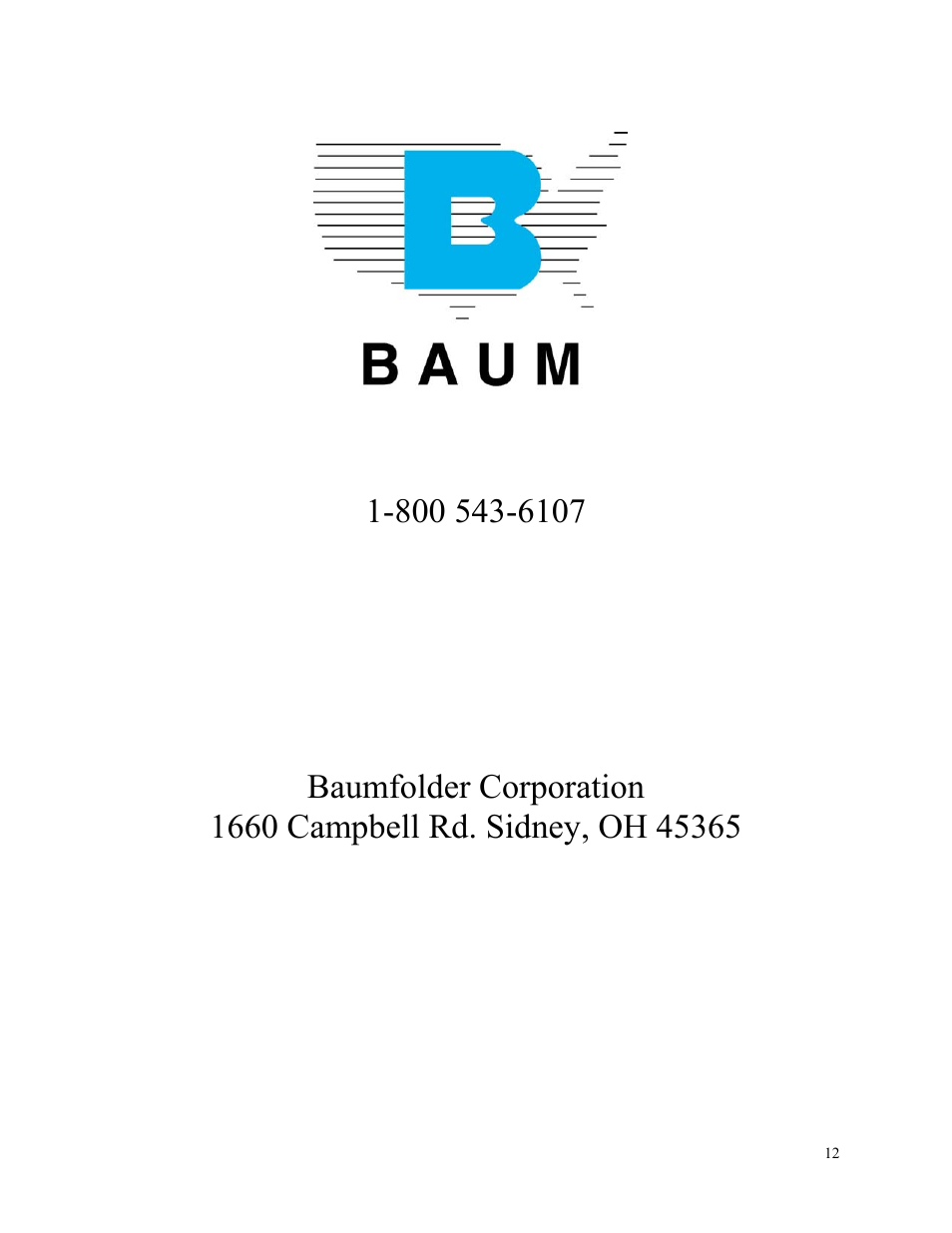Baumfolder BAUM18: Pneumatic Gatefold User Manual | Page 12 / 12