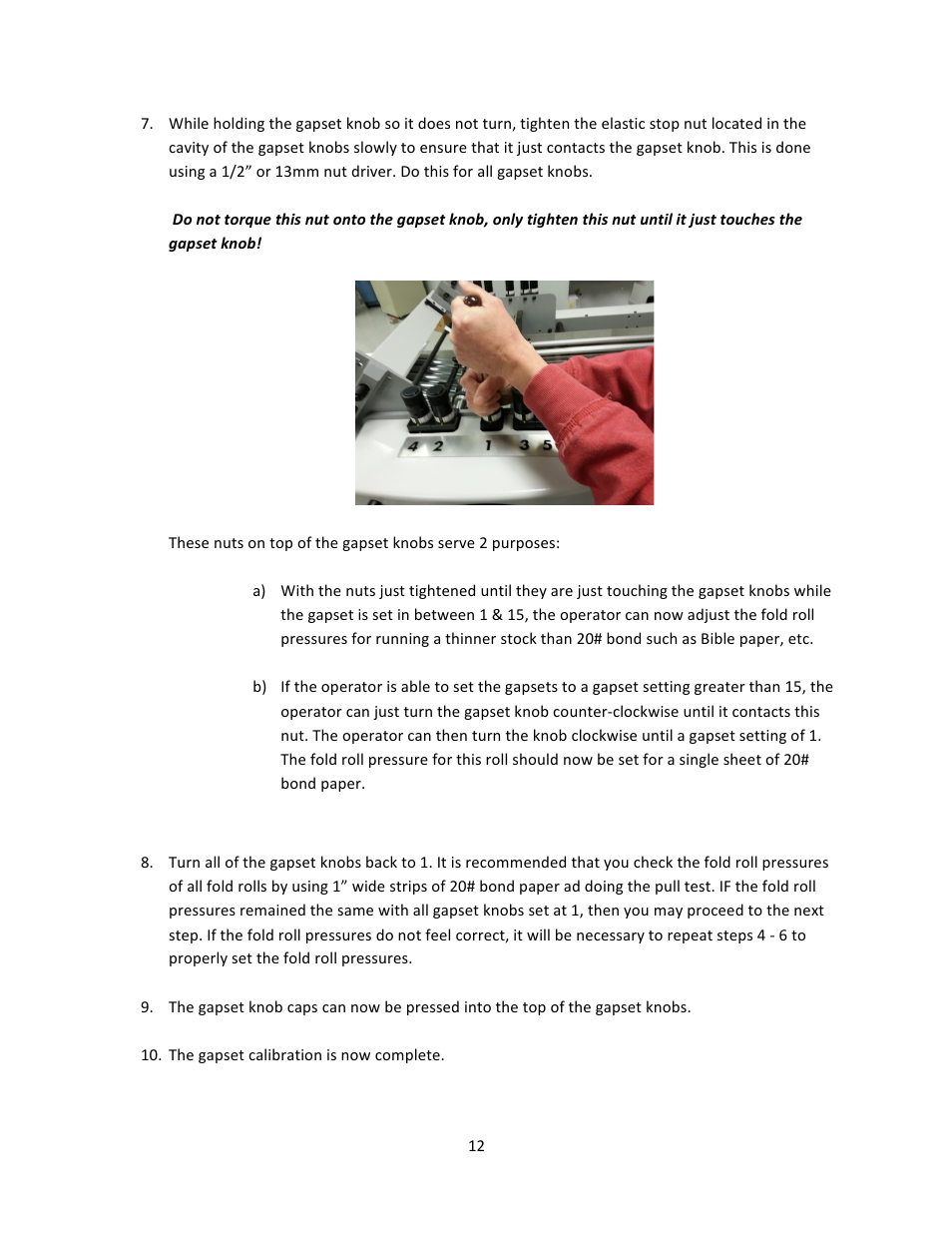 Baumfolder BAUM1620 Gapset Calibration User Manual | Page 12 / 13