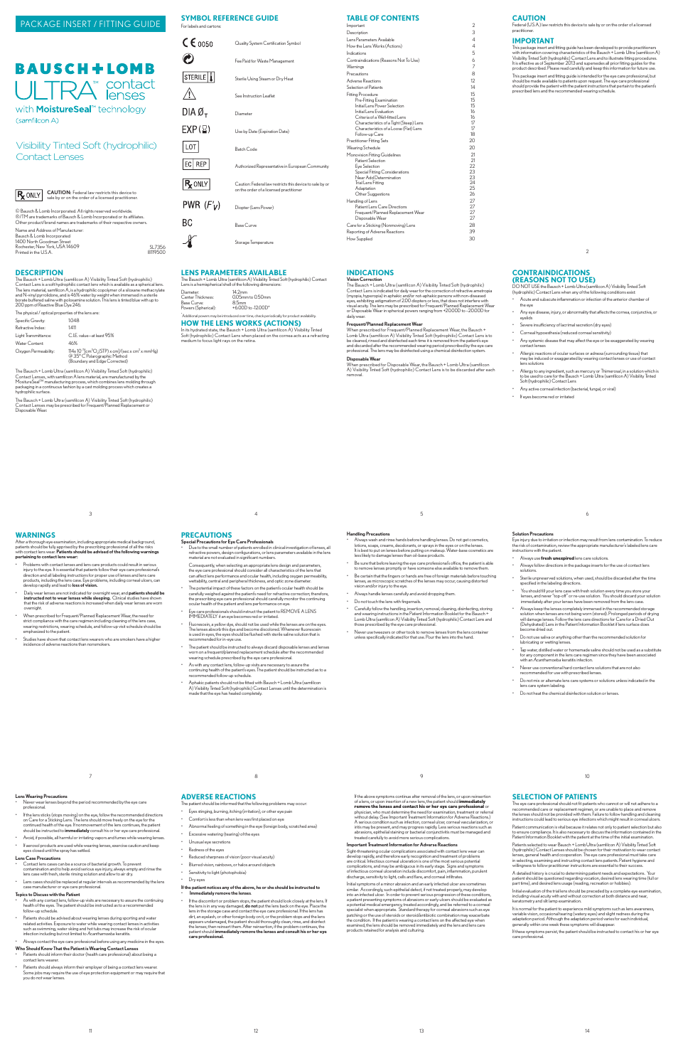 Package insert / fitting guide | Bausch & Lomb NEW Bausch + Lomb ULTRA contact lenses User Manual | Page 2 / 4