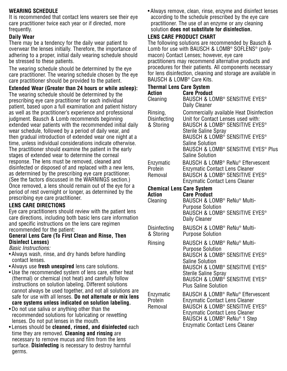Bausch & Lomb Optima 38/SP Contact Lenses User Manual | Page 5 / 7