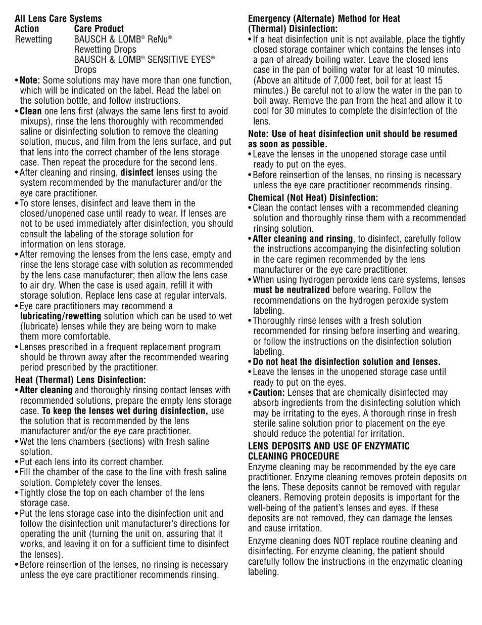Bausch & Lomb Optima 38/SP Contact Lenses User Manual | Page 6 / 7