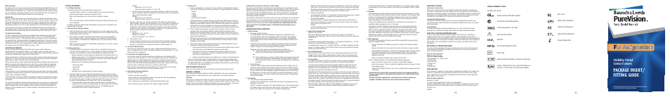 Package insert/ fitting guide, Visibility tinted contact lenses | Bausch & Lomb PureVision Toric Contact Lenses User Manual | Page 7 / 9