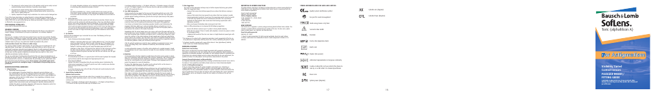 For astigmatism, Package insert/ fitting guide, Toric (alphafilcon a) | Visibility tinted contact lenses | Bausch & Lomb SofLens Toric Contact Lenses User Manual | Page 6 / 8