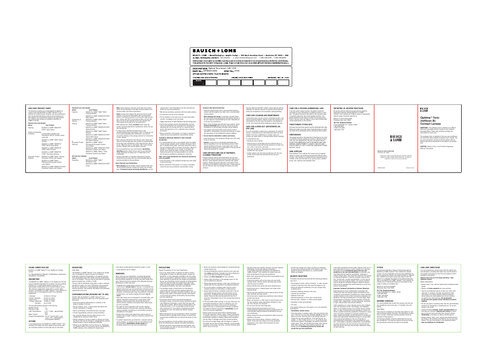 Bausch & Lomb Optima Toric Contact Lenses User Manual | 8 pages