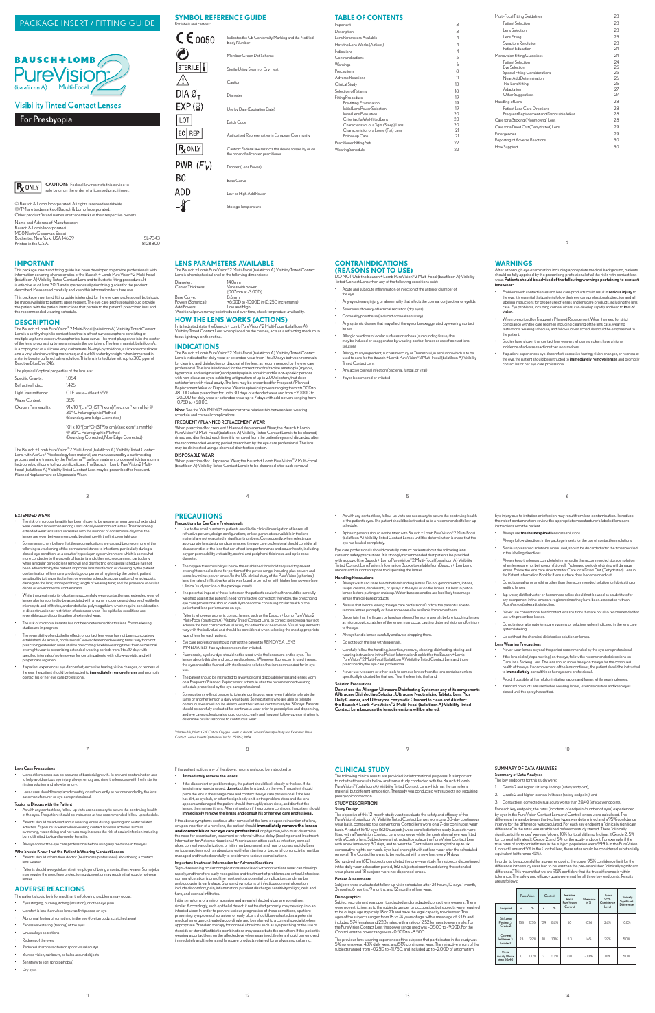 Bausch & Lomb PureVision2 for Presbyopia User Manual | 4 pages