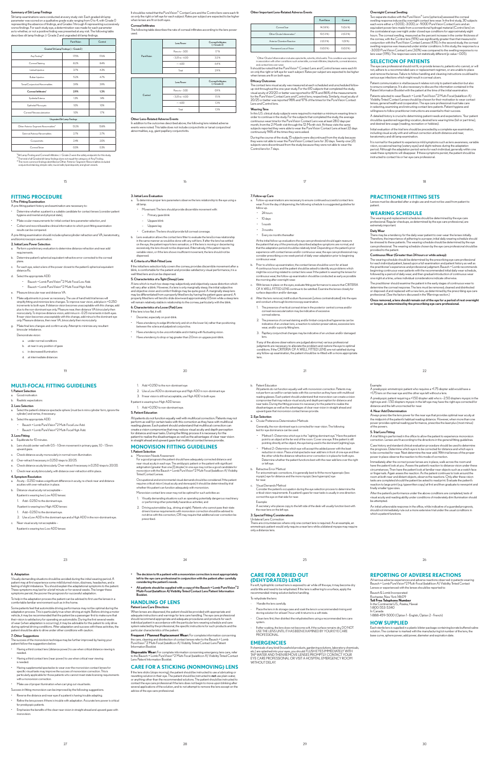 Bausch & Lomb PureVision2 for Presbyopia User Manual | Page 4 / 4