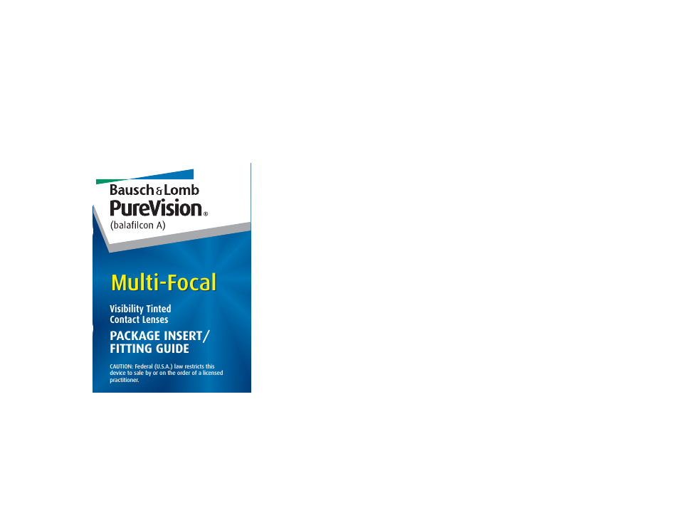 Bausch & Lomb PureVision Multi-Focal Contact Lenses User Manual | 8 pages