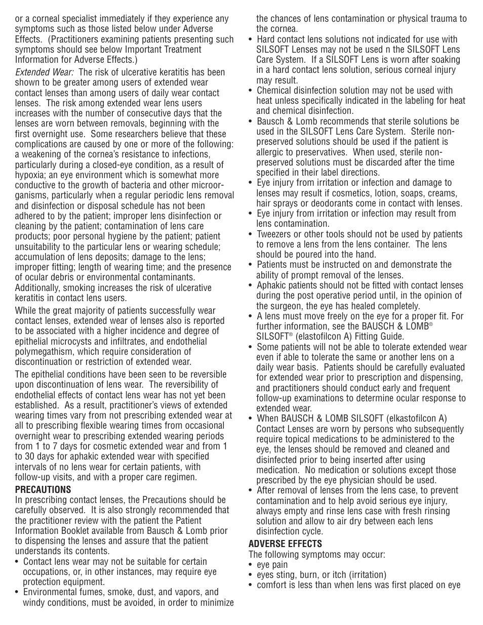 Bausch & Lomb Silsoft and Silsoft Super Contact Lenses User Manual | Page 2 / 5