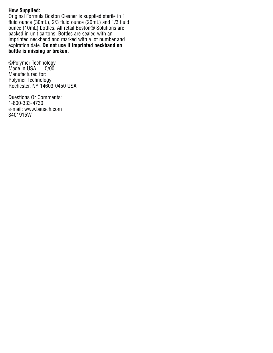 Bausch & Lomb Boston Cleaner User Manual | Page 2 / 2